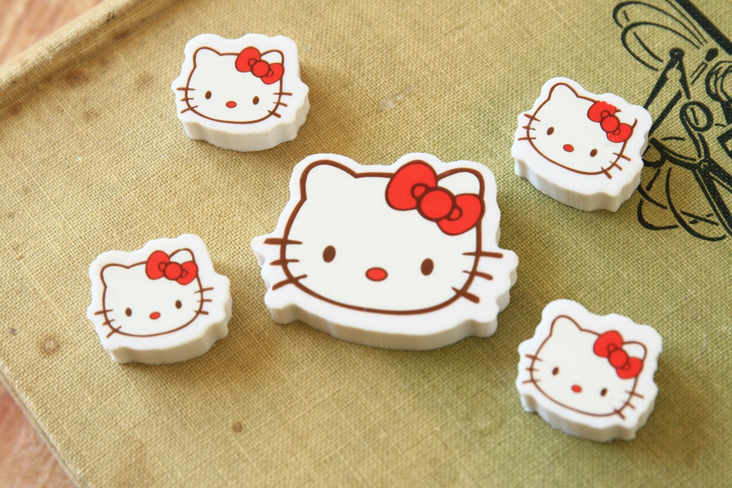 Hello Kitty Faces Mini Erasers Set