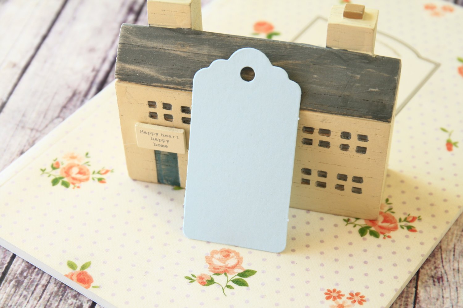 Pale Blue medium scallop swing tags