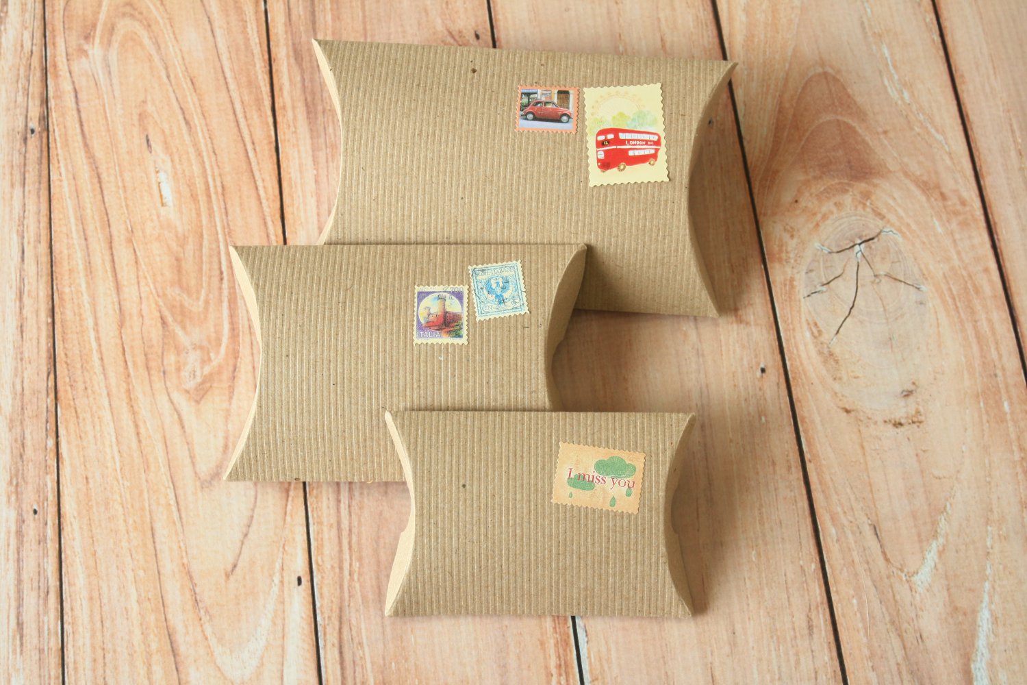 Ribbed Brown Kraft DIY Small pillow boxes
