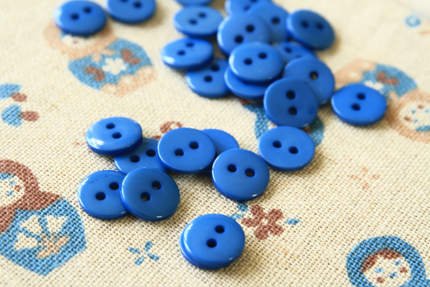 Blue Mini Resin Candy Colour Buttons 20pc Set