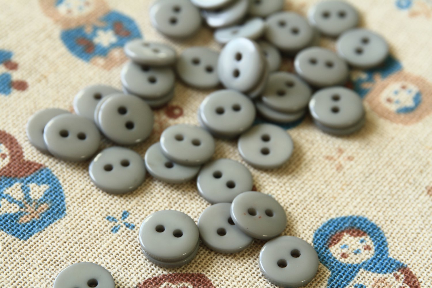 Silver Grey Mini Resin Candy Colour Buttons 20pc Set