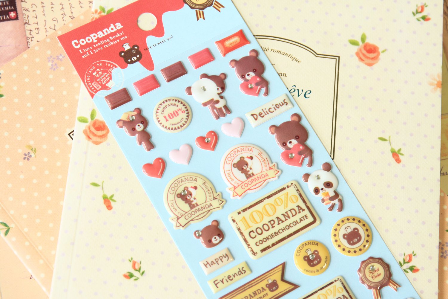 Coopanda Cookie Bear cartoon puffy stickers