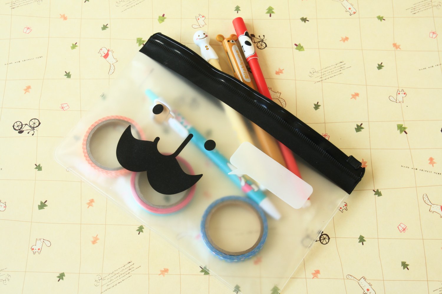 Mr Babba Mustache pen bag pouch cosmetic case