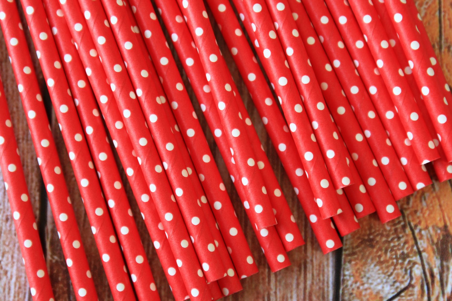 Solid Red Swiss Dots paper straws