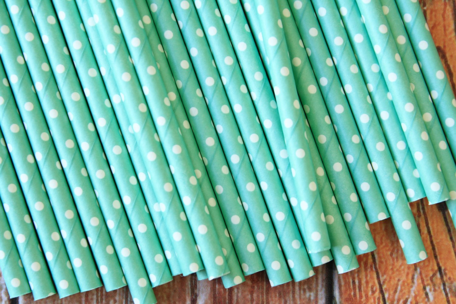 Solid Light Blue Swiss Dots paper straws