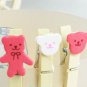 Cute Teddy Bear Wood Pegs Clips