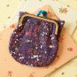 Purple Ditsy Owl Vintage Floral Clasp Purse