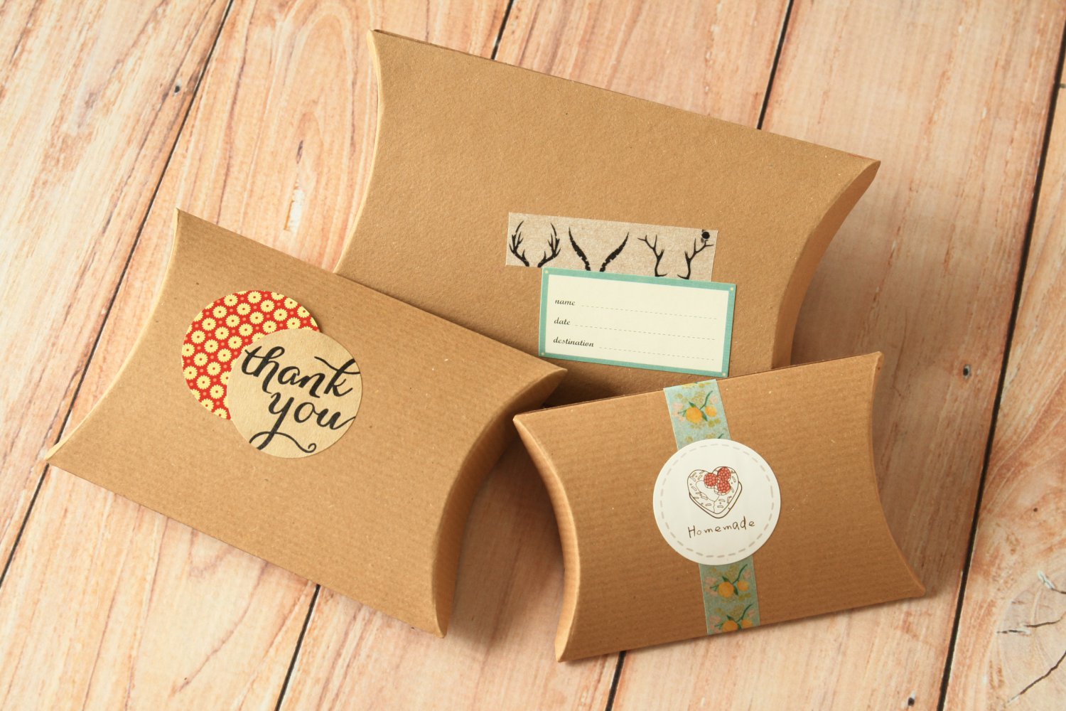 Textured Kraft Brown DIY Medium pillow boxes