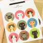 Drinky Doll Cat round paper stickers