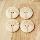Tree engraved round natural wooden buttons
