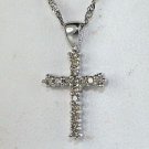 10k White Gold 24 tcw Diamond Cross Pendant Twist Link Necklace
