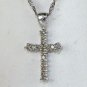 10k White Gold 24 tcw Diamond Cross Pendant Twist Link Necklace