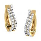 Prateek Export 18k Yellow Gold 0.2 CT Diamond Wave Hoop Hoop Earrings