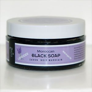 6 Pack Moroccan Black Soap PLUS  Kessa Exfoliating Glove Lavender Scent