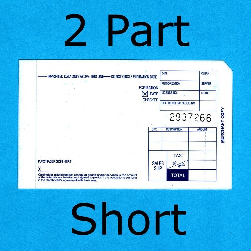 500 Short 2 Part Truncated Credit Card Manual Imprinter Sales Slips