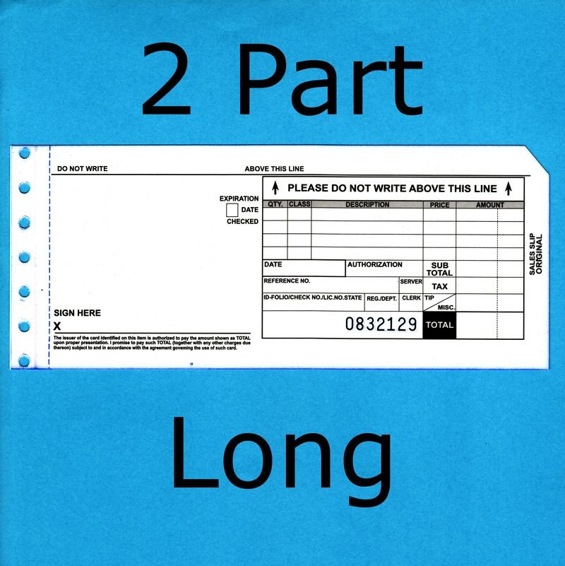 100 Long 2 Part NonTruncated Credit Card Manual Imprinter Sales Slips