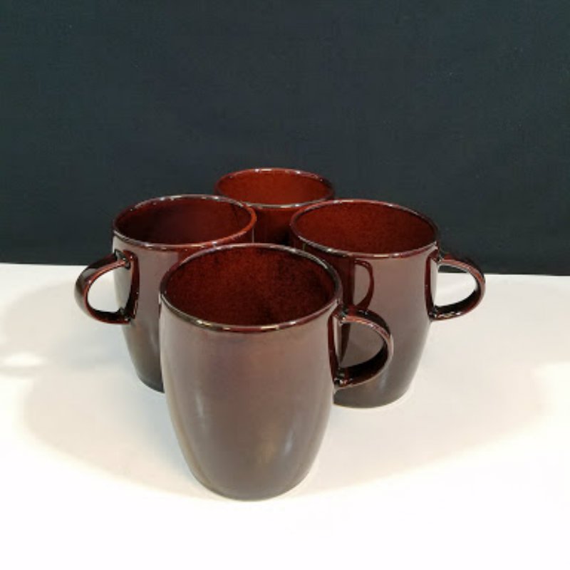 Crate and Barrel Japan Set of 4 Brown Coffee Mugs