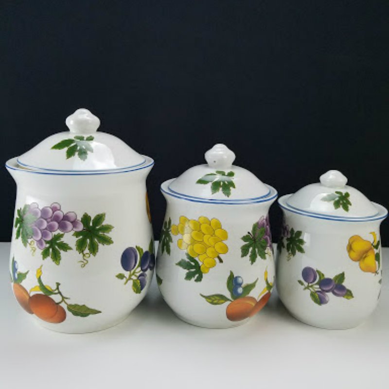 Tabletops Unlimited Essence 3 Pc Fruit Designed Canister Set