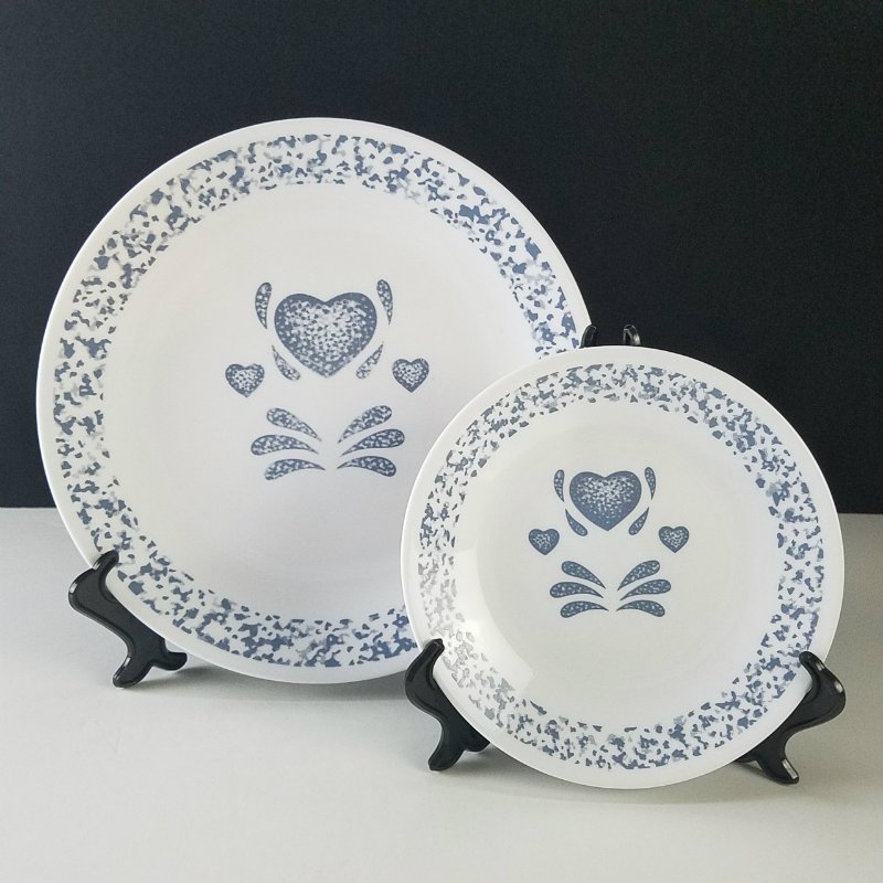 Corelle Blue Hearts Dinner and Bread Plates Set of 6