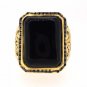 925 SOLID STERLING SILVER ANTIQUE HANDMADE RING BLACK ONYX GEMSTONE SIZE 9