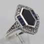925 SOLID STERLING SILVER ANTIQUE HANDMADE RING BLACK ONYX GEMSTONE SIZE 9