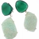 925 SOLID  SILVER GREEN ONYX EMERALD GEMSTONE HANDMADE DANGLE EARRING