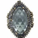 925 SOLID SILVER BRONZE HANDMADE TURKISH RING LABMADE BLUE GEMSTONE CZ SIZE 6