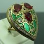 925 SOLID SILVER BRONZE HANDMADE TURKISH RING LABMDE GREEN AMETHYST CZ SIZE 8.5