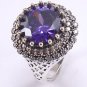 925 SOLID SILVER BRONZE HANDMADE TURKISH RING LABMDE GREEN AMETHYST CZ SIZE 8.5