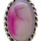 925 SOLID STERLING SILVER ANTIQUE HANDMADE RING PINK OVAL GEMSTONE SIZE 10