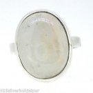 925 SOLID STERLING SILVER ANTIQUE HANDMADE RING WHITE RAINBOW GEMSTONE SIZE 8.5