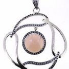 925 SOLID STERLING SILVER HANDMADE WHITE PENDANT PINK AGATE GEMSTONE