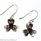 925 SOLID STERLING SILVER LABMADE RUBY GEMSTONE FLOWER HOOK EARRING DANGLE