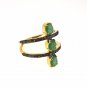 VINTAGE VICTORIAN 925 SILVER HANDMADE RING US 7 EMERALD 1 CT DIAMOND 0.55 CT