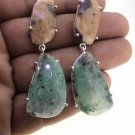 925 SOLID STERLING SILVER EMERALD AND JASPER GEMSTONE HANDMADE DANGLE EARRING