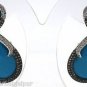 925 SOLID STERLING SILVER LABMADE TURQUOISE GEMSTONE &CZ HANDMADE DANGLE EARRING
