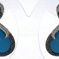 925 SOLID STERLING SILVER LABMADE TURQUOISE GEMSTONE &CZ HANDMADE DANGLE EARRING