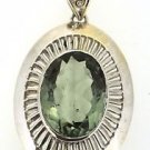 925 SOLID STERLING SILVER HANDMADE VINTAGE PENDANT GREEN AMETHYST GEMSTONE 47X27