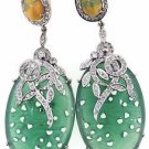 925 SOLID STERLING SILVER GREEN ONYX & OPAL GEMSTONE CZ HANDMADE DANGLE EARRING