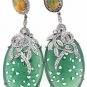 925 SOLID STERLING SILVER GREEN ONYX & OPAL GEMSTONE CZ HANDMADE DANGLE EARRING