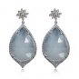 925 SOLID STERLING SILVER GREEN ONYX & OPAL GEMSTONE CZ HANDMADE DANGLE EARRING