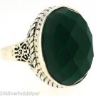 925 SOLID STERLING SILVER GREEN ONYX OVAL GEMSTONE HANDMADE RING US 8