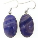 925 SOLID STERLING SILVER ANTIQUE HANDMADE BLUE GEMSTONE HOOK EARRING 28X12