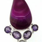 925 SOLID STERLING SILVER RED AGATE AMETHYST PEARL HANDMADE PENDANT