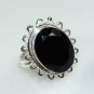 925 SOLID STERLING SILVER BLACK ONYX PEAR GEMSTONE HANDMADE RING US 9.5