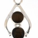 925 SOLID STERLING SILVER TIGERS EYE ROUND GEMSTONE HANDMADE PENDANT