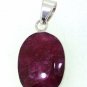 925 SOLID STERLING SILVER LABMADE RUBY GEMSTONE HANDMADE PENDANT 35 X 15 MM