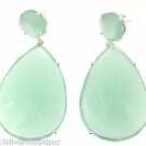 925 STERLING SILVER GREEN ONYX HANDMADE DANGLE EARRING