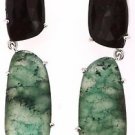 925 SOLID STERLING SILVER JASPER EMERALD GEMSTONE HANDMADE DANGLE  EARRING