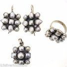 925 SOLID STERLING SILVER HANDMADE RING EARRING PENDANT SET WHITE GEMSTONE